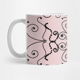 Dusty Pink Swirls and Dots Doodle Graphic Design Mug